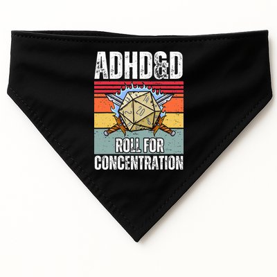 Retro Vintage ADHD&D Roll For Concentration Funny Gamer USA-Made Doggie Bandana