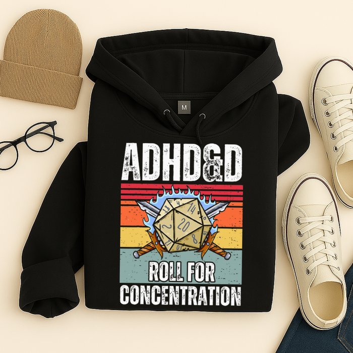 Retro Vintage ADHD&D Roll For Concentration Funny Gamer Hoodie