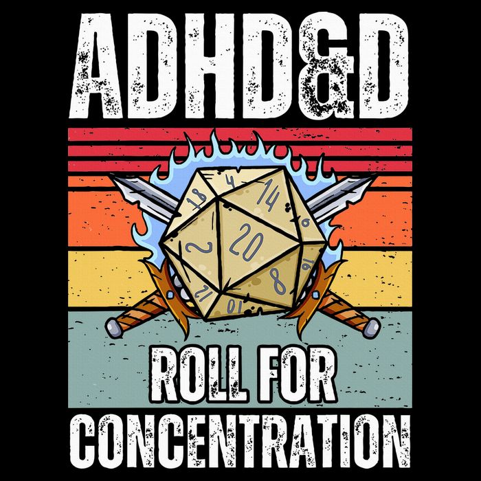 Retro Vintage ADHD&D Roll For Concentration Funny Gamer Hoodie