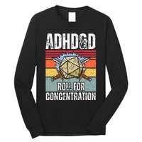 Retro Vintage ADHD&D Roll For Concentration Funny Gamer Long Sleeve Shirt