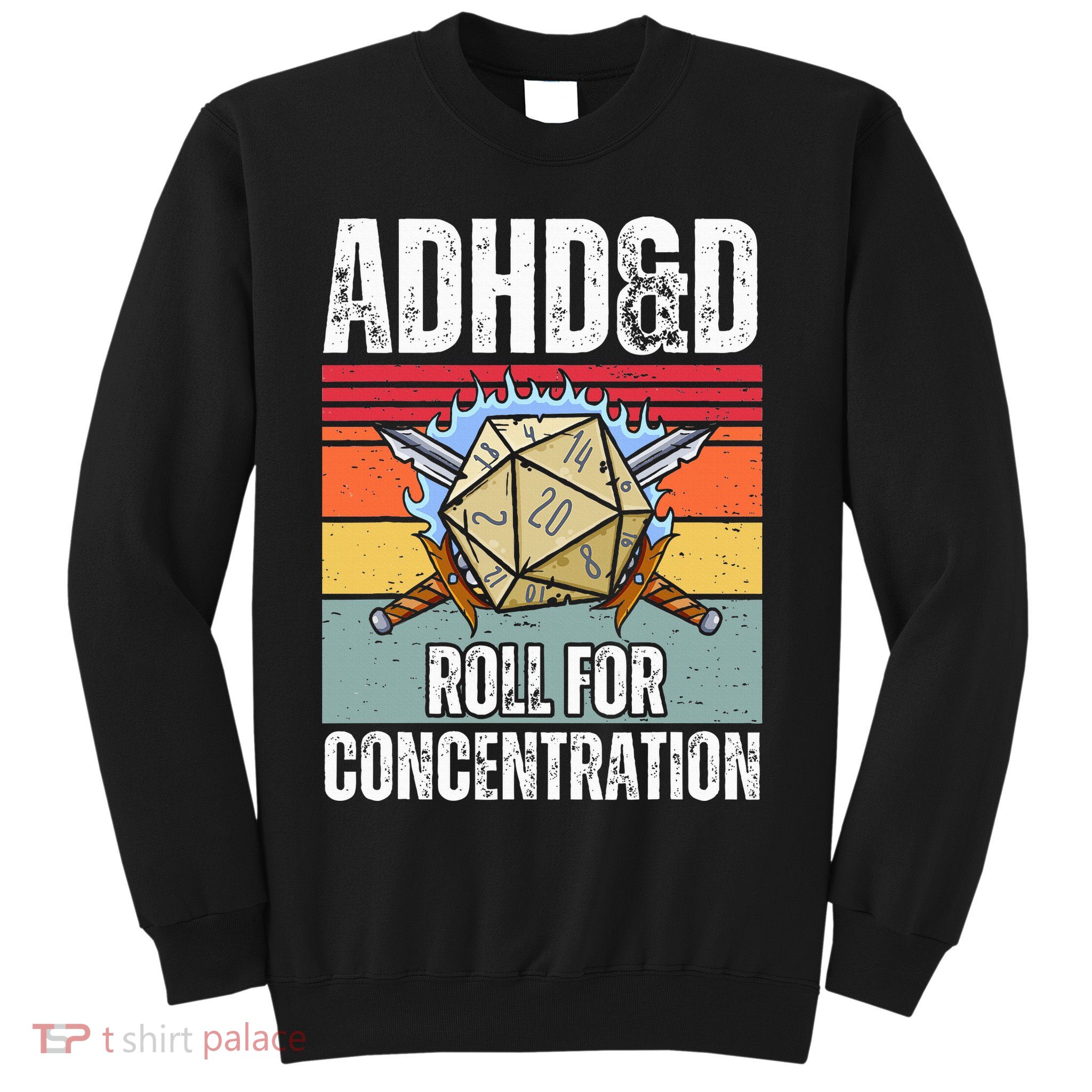 Retro Vintage ADHD&D Roll For Concentration Funny Gamer Sweatshirt