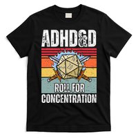 Retro Vintage ADHD&D Roll For Concentration Funny Gamer T-Shirt