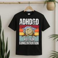 Retro Vintage ADHD&D Roll For Concentration Funny Gamer T-Shirt