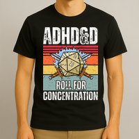 Retro Vintage ADHD&D Roll For Concentration Funny Gamer T-Shirt