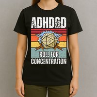 Retro Vintage ADHD&D Roll For Concentration Funny Gamer T-Shirt