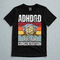 Retro Vintage ADHD&D Roll For Concentration Funny Gamer T-Shirt