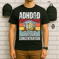 Retro Vintage ADHD&D Roll For Concentration Funny Gamer T-Shirt
