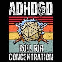 Retro Vintage ADHD&D Roll For Concentration Funny Gamer T-Shirt