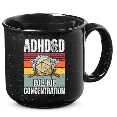 Retro Vintage ADHD&D Roll For Concentration Funny Gamer 15oz Campfire Ceramic Mug