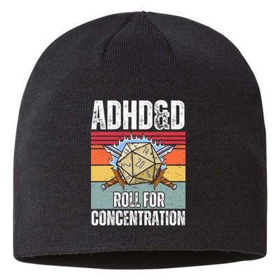 Retro Vintage ADHD&D Roll For Concentration Funny Gamer Sustainable Beanie