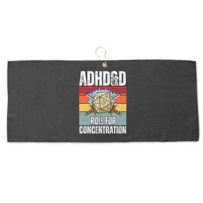 Retro Vintage ADHD&D Roll For Concentration Funny Gamer Large Microfiber Waffle Golf Towel