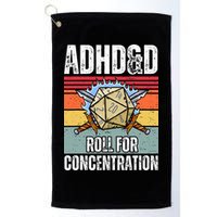 Retro Vintage ADHD&D Roll For Concentration Funny Gamer Golf Towel