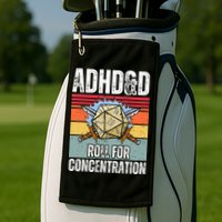 Retro Vintage ADHD&D Roll For Concentration Funny Gamer Golf Towel