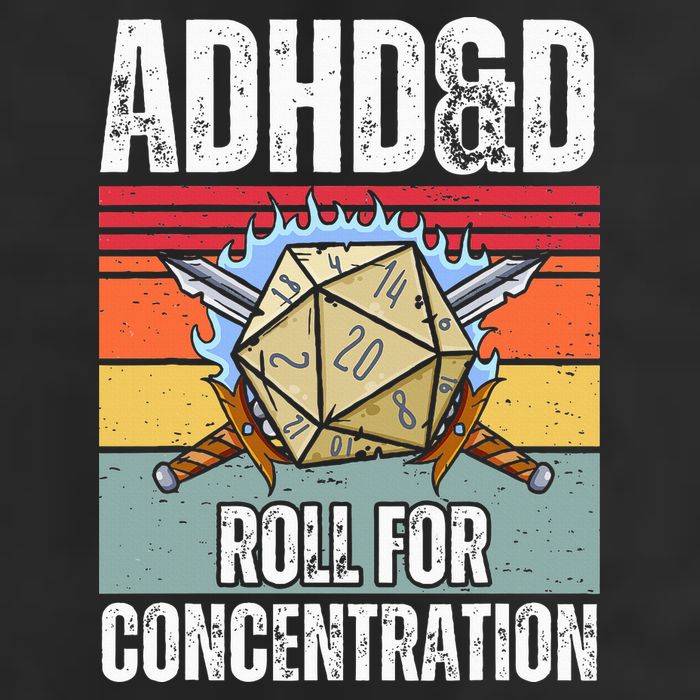 Retro Vintage ADHD&D Roll For Concentration Funny Gamer Golf Towel