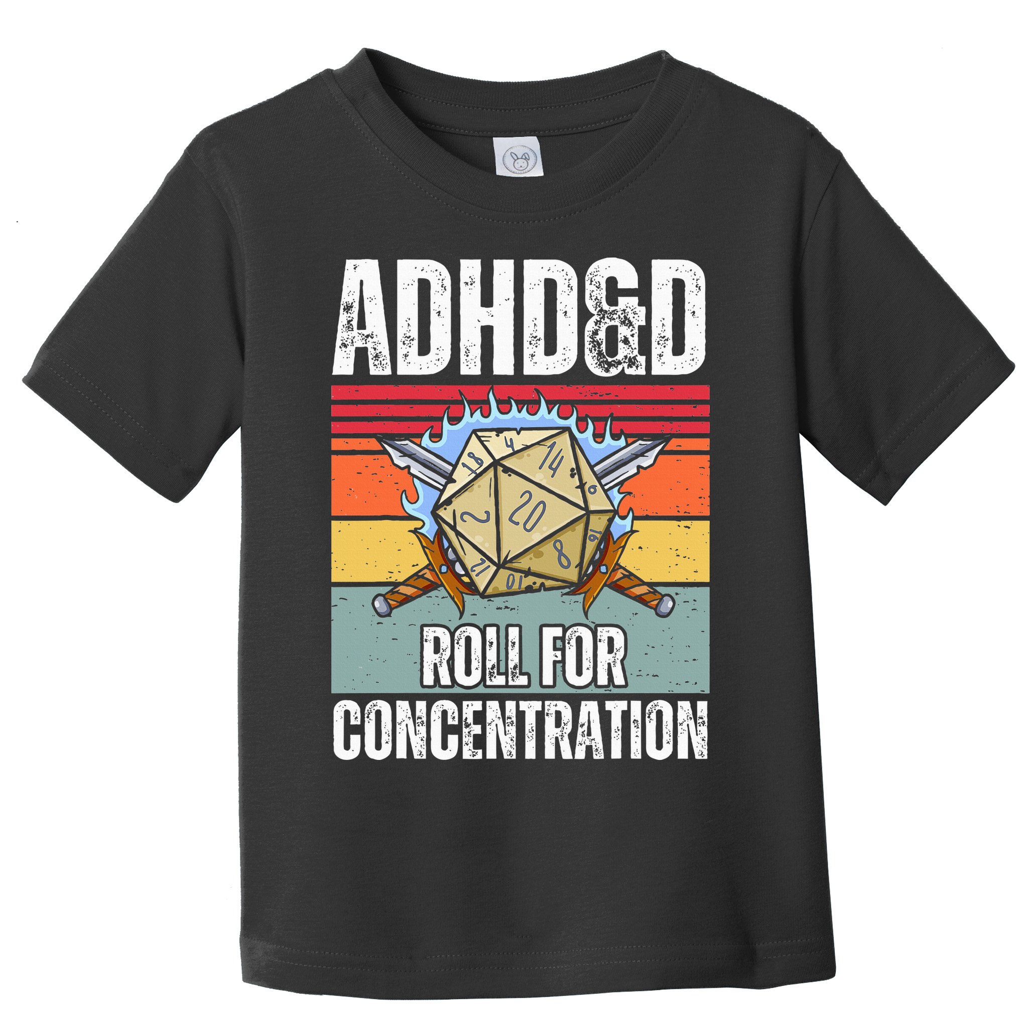 Retro Vintage ADHD&D Roll For Concentration Funny Gamer Toddler T-Shirt