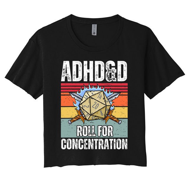 Retro Vintage ADHD&D Roll For Concentration Funny Gamer Crop Top