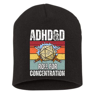 Retro Vintage ADHD&D Roll For Concentration Funny Gamer Short Acrylic Beanie