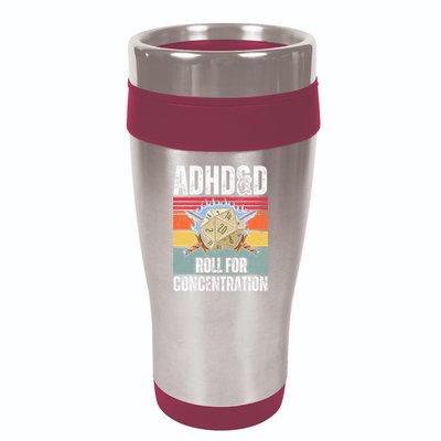 Retro Vintage ADHD&D Roll For Concentration Funny Gamer 16oz Travel Tumbler