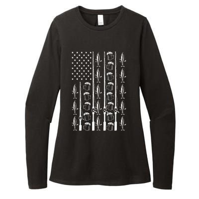 Retro Vintage American Flag 4th Of July Beer And Fishing Womens CVC Long Sleeve Shirt