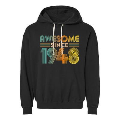 Retro Vintage Awesome Since 1948 Birthday Garment-Dyed Fleece Hoodie