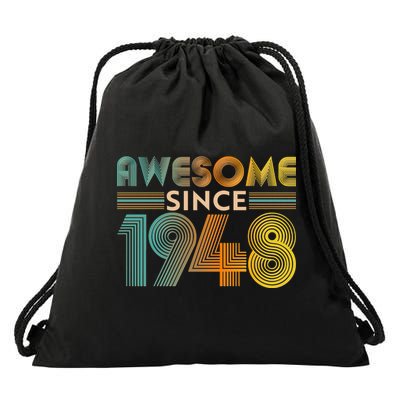 Retro Vintage Awesome Since 1948 Birthday Drawstring Bag