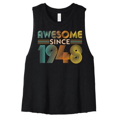 Retro Vintage Awesome Since 1948 Birthday Women's Racerback Cropped Tank