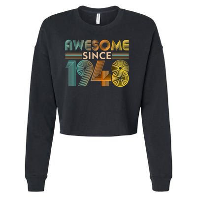 Retro Vintage Awesome Since 1948 Birthday Cropped Pullover Crew