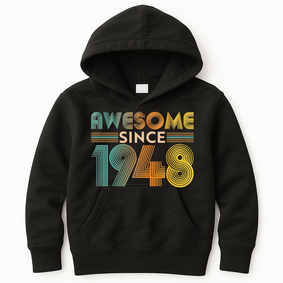 Retro Vintage Awesome Since 1948 Birthday Kids Hoodie