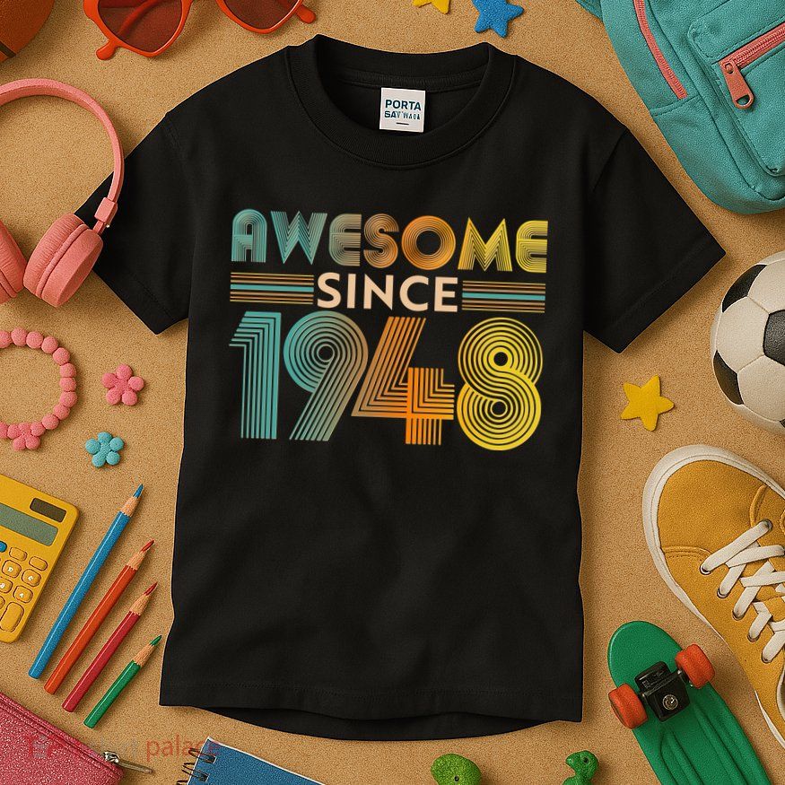 Retro Vintage Awesome Since 1948 Birthday Kids T-Shirt