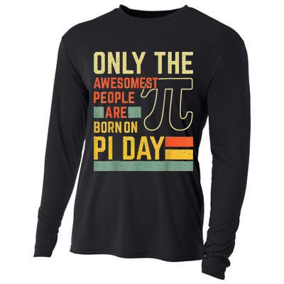 Retro Vintage Awesome People Born Birth On Pi Day teachers Cooling Performance Long Sleeve Crew