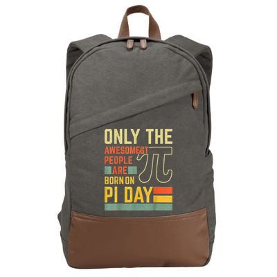 Retro Vintage Awesome People Born Birth On Pi Day teachers Cotton Canvas Backpack