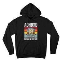 Retro Vintage Adhd&D Roll For Concentration Funny Gamer Tall Hoodie