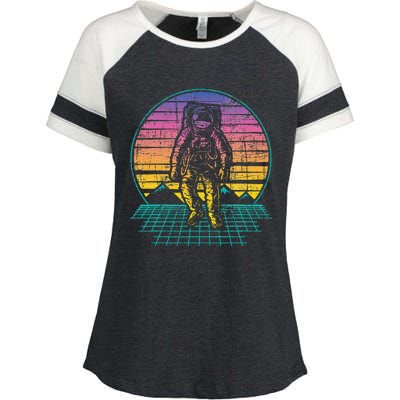 Retro Vintage Astronaut Spaceman Universe Planets Galaxy Enza Ladies Jersey Colorblock Tee