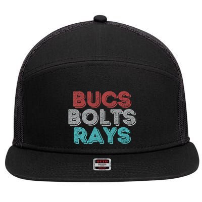 Retro Vintage Bucs Bolts Rays 7 Panel Mesh Trucker Snapback Hat