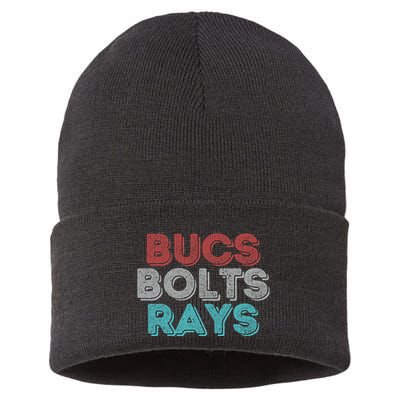 Retro Vintage Bucs Bolts Rays Sustainable Knit Beanie