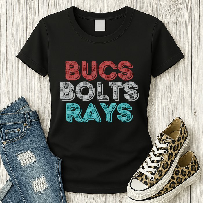 Retro Vintage Bucs Bolts Rays Womens T-Shirt