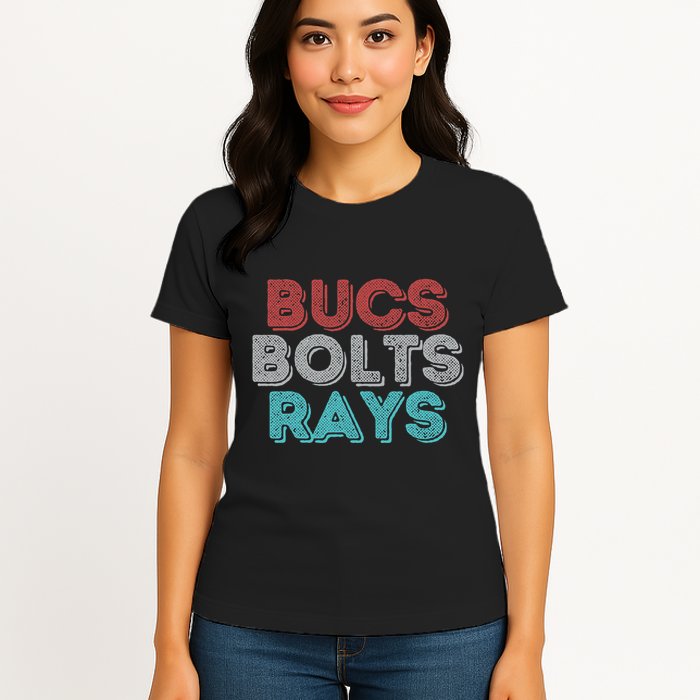 Retro Vintage Bucs Bolts Rays Womens T-Shirt