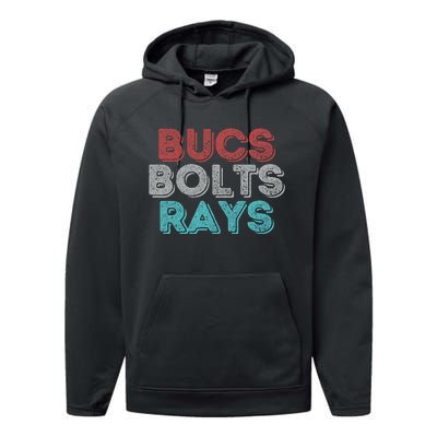 Retro Vintage Bucs Bolts Rays Performance Fleece Hoodie