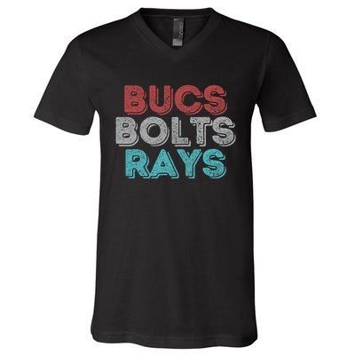 Retro Vintage Bucs Bolts Rays V-Neck T-Shirt