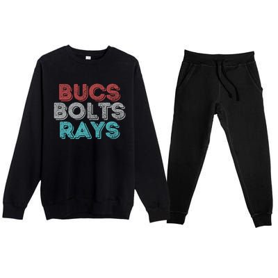 Retro Vintage Bucs Bolts Rays Premium Crewneck Sweatsuit Set