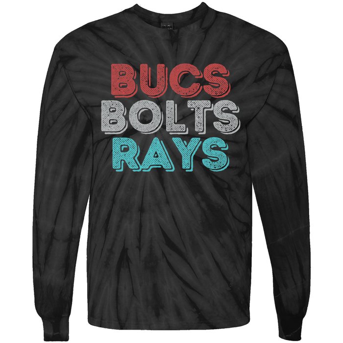 Retro Vintage Bucs Bolts Rays Tie-Dye Long Sleeve Shirt