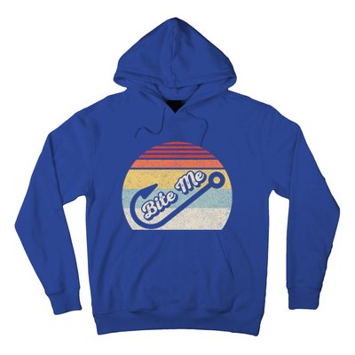 Retro Vintage Bite Me Funny Fishing Fisher Gift Hoodie