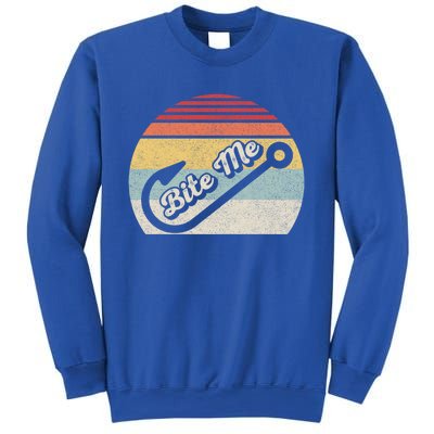 Retro Vintage Bite Me Funny Fishing Fisher Gift Sweatshirt