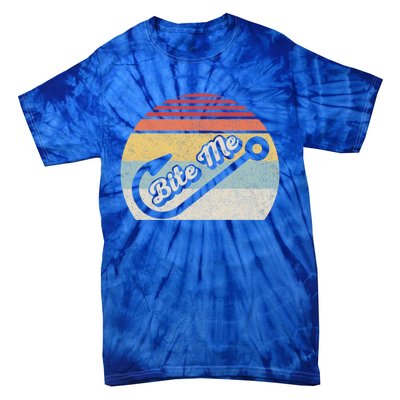 Retro Vintage Bite Me Funny Fishing Fisher Gift Tie-Dye T-Shirt