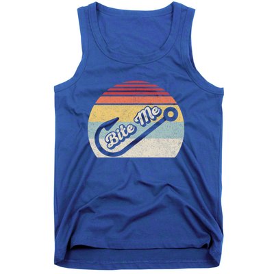 Retro Vintage Bite Me Funny Fishing Fisher Gift Tank Top