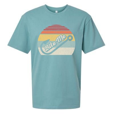 Retro Vintage Bite Me Funny Fishing Fisher Gift Sueded Cloud Jersey T-Shirt