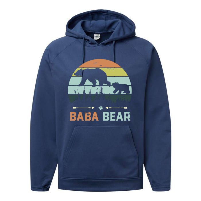 Retro Vintage Baba Bear Performance Fleece Hoodie