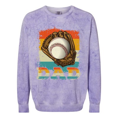 Retro Vintage Baseball Dad Family Matching Fathers Day Meaningful Gift Colorblast Crewneck Sweatshirt