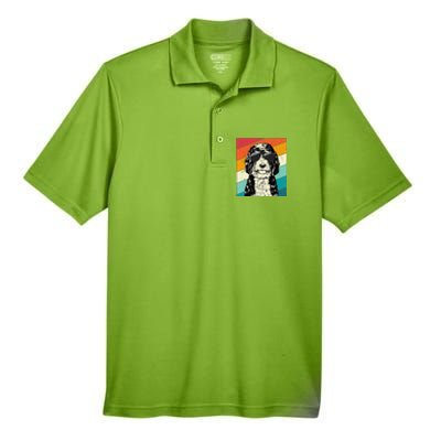 Retro Vintage Bernedoodle With Sunglasses Dog Lovers Men's Origin Performance Pique Polo