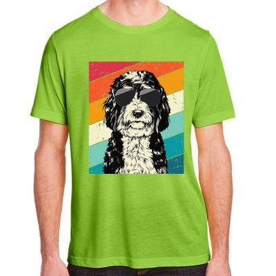 Retro Vintage Bernedoodle With Sunglasses Dog Lovers Adult ChromaSoft Performance T-Shirt